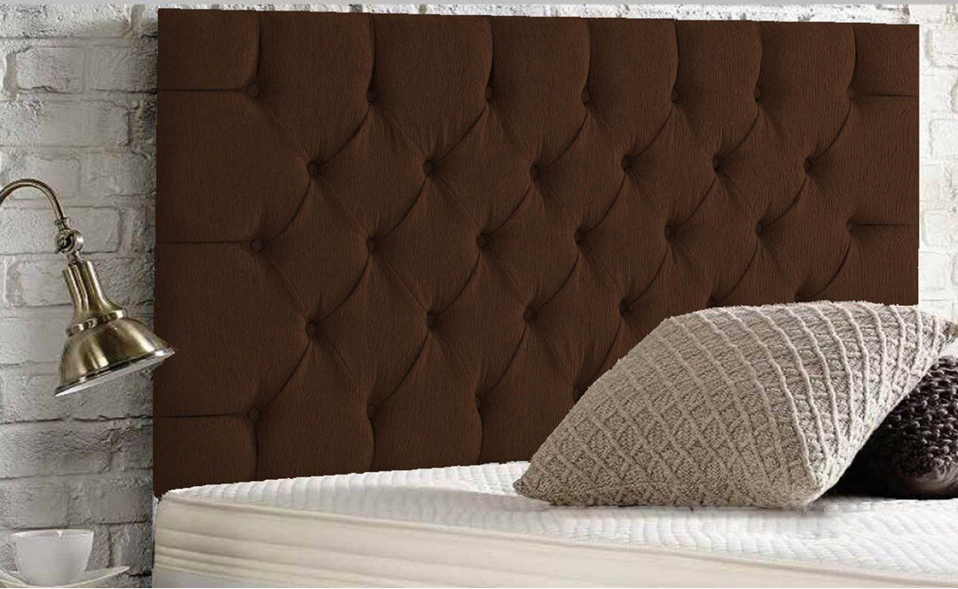 Rosdorf Park Esters Upholstered Headboard Chenille/Brown Double (4'6)
