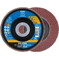 PFERD TOOLS POLIFAN Fächerscheibe PFC konisch Korund A Universallinie PSF STEELOX Stahl/Edelstahl - 67748125