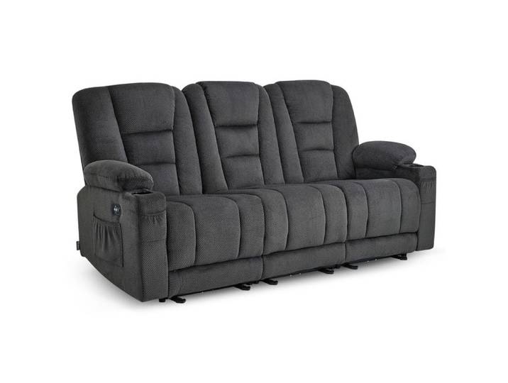 M MCombo Canapé électrique 3 places avec fonction sommeil canapé relax 3 places avec bouton réglable à 150° 7009 (gris)
