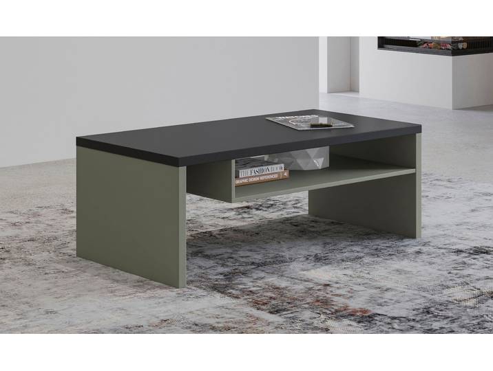Couchtisch GOODPRODUCT Cross, Breite 120 cm, moderner Sofatisch für Wohnzimmer , grün (salbei, schwarz), B:120cm H:45cm T:60cm, Tische, Couchtisch, Tisch mit offenem Fachboden