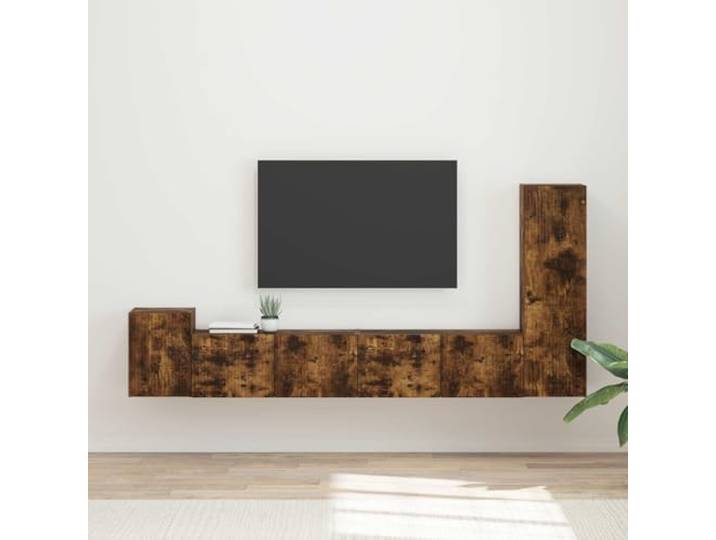 GKMBCVDFR TV-Schrank Wandset 3-teilig Geräucherte Eiche Holzwerkstoff Wandmontage, vorgebohrte Löcher, Stauraum für Elektronik, robuste Konstruktion, moderne Optik