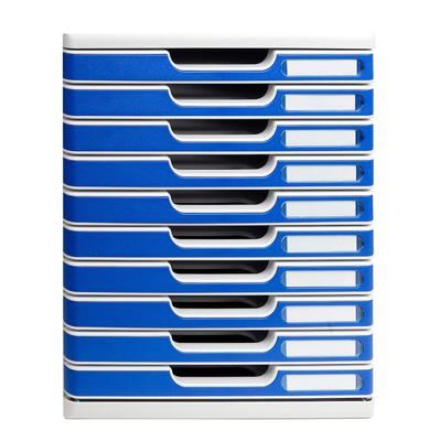 Exacompta 302003D 1x Modulo Ablagebox mit 10 Schubladen, ideal für Dokumente DIN A4 - lichtgrau/blau