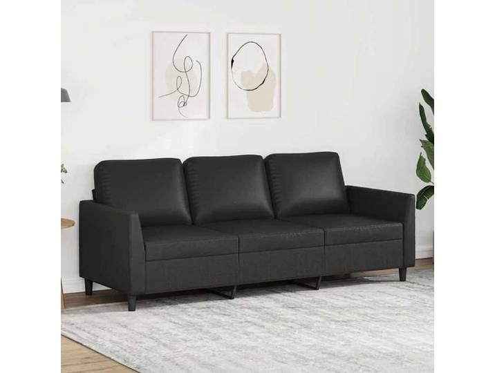 Sale juillet Canapé à 3 places - - similicuir - noir - facile à nettoyer - 180 cm sju67r