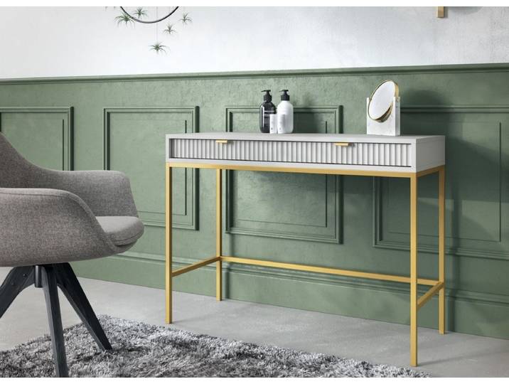 Designer Schminktisch Verilo - Grau - Gold - Luxusbetten24