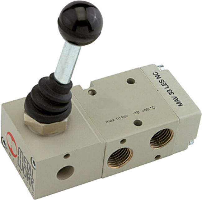 Riegler Electrovanne 3/2 voies, levier bistable manuel 90°, G 1/2 (514.106)