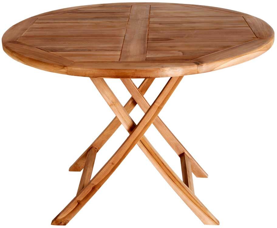 Pharao24.de Garten Klapptisch aus Teak Massivholz rund