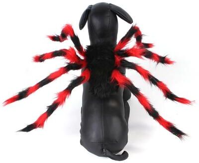 Inspire Curations Spooky Wings Pet Costume Halloween Pet Costume With Bat Wings & Spider Harness For Cats And Dogs red black Spider Large