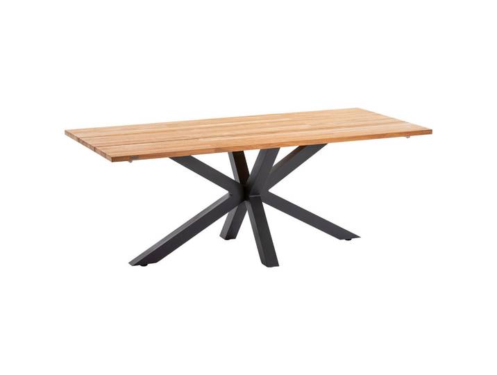 Niehoff Garden Gartentisch, Naturfarben, Holz, Teakholz, massiv, rechteckig, Sternfuss, 95x76x220 cm, Gartenmöbel, Gartentisch, Gartentische