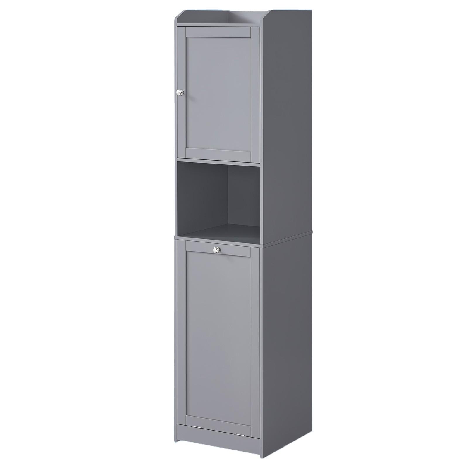 VASAGLE Badschrank mit Wäschekorb, herausnehmbarer Wäschesack, Schrank mit verstellbarer Ablage BBCB35761G02
