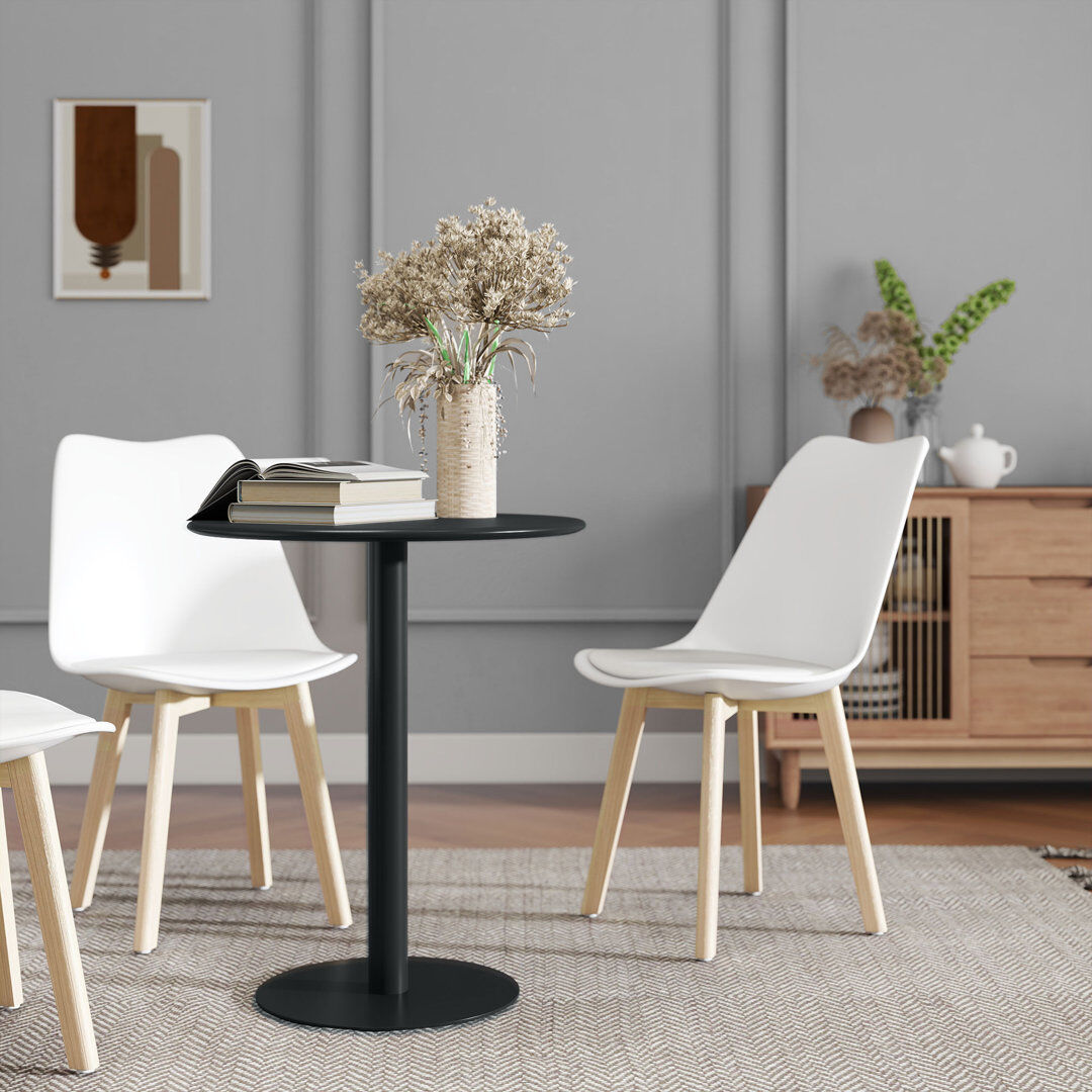 Metro Round Steel Top Dining Table with Steel Base Black
