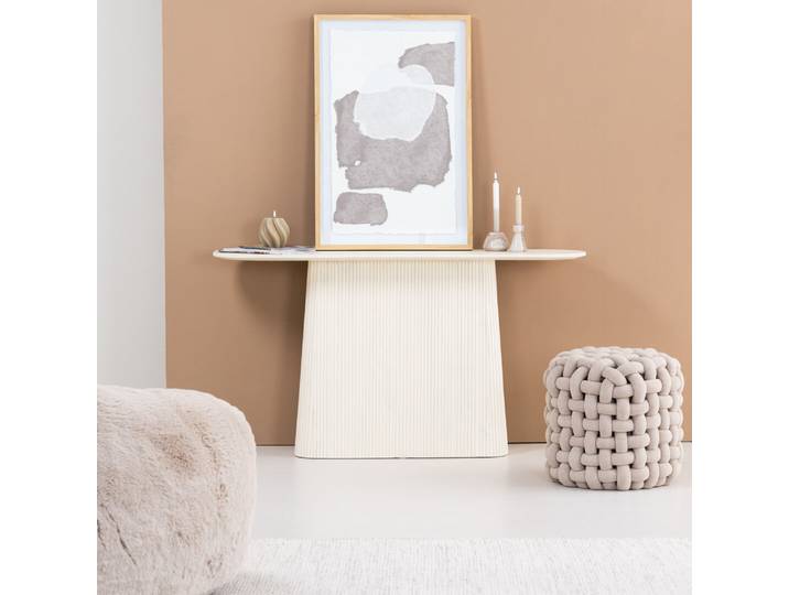 Sohome Ovale Sidetable Puck Mangohout, 140cm - Ivoor