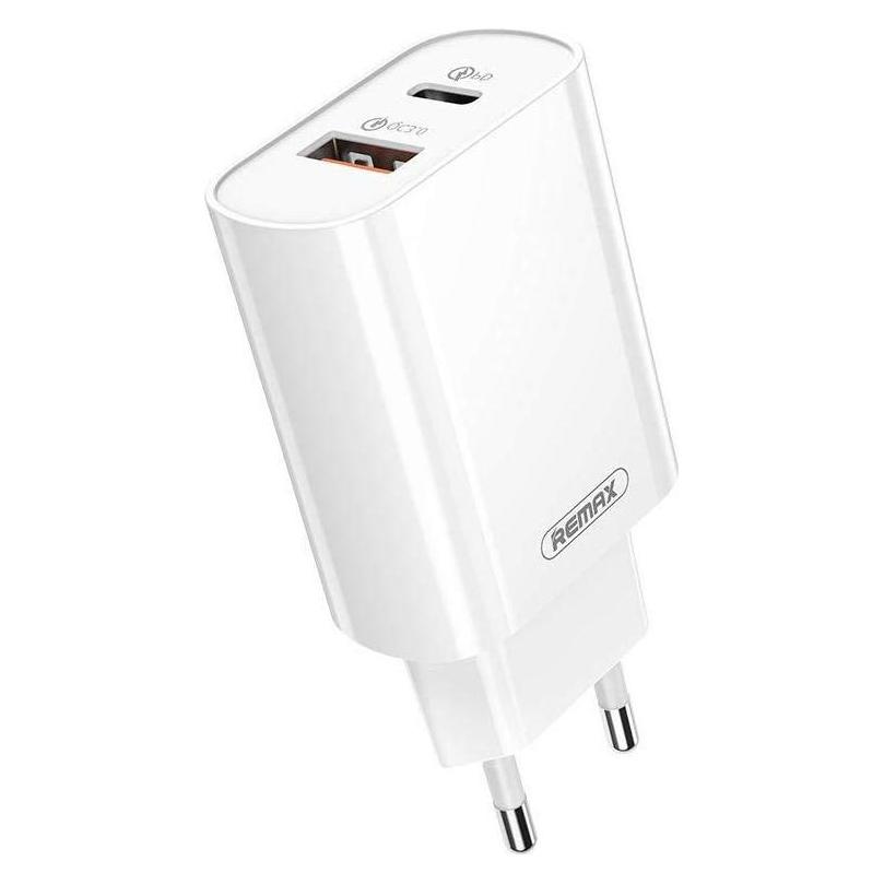 Remax RP-U37 wall charger, USB + USB-C, 18W (white) (18 W, 1 Port) (RP-U37)