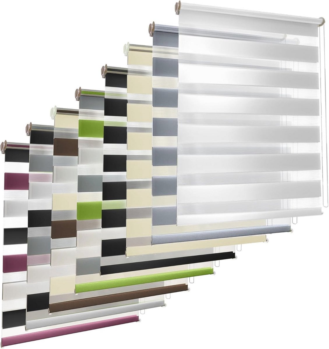 Beige Duo rolgordijn Zebra - Dubbel rolgordijn voor dag en nacht - 70 x 150 cm