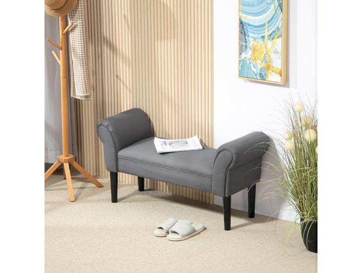 HOMCOM Banc de Lit Robuste 102x36x51 cm Rembourrage Gris