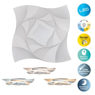 NÄVE LED Deckenleuchte "Liora", weiß, 1, H: 6cm, 1 Stk., Leuchten, 3D-Effekt, CCT, Memory, Nachtlicht, dimmbar per Fernbedienung, weiß, LED Deckenleuchte