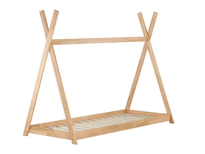 Flachbett Bodenbett in Tipi-Form 90 x 200 cm Buche Geölt