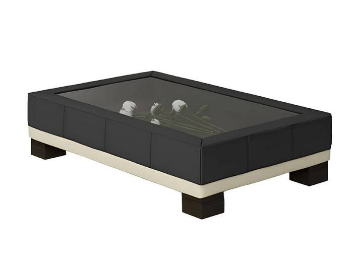 Xlmoebel Couchtisch Eleganter Tisch mit Glasplatte und Lederbeistelltischen (Packung, Couchtisch), Hergestellt in Europa