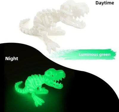 Useful Little Things 3D Printed Articulated Dragon Skeleton Fidget Toy black Red 5.91 In