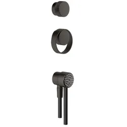 Gessi Outdoor Einhebelmischer, Umsteller und Handbrausen-Set für Außendusche 63207, 63214707, Farbe: Metall Schwarz gebürstet PVD