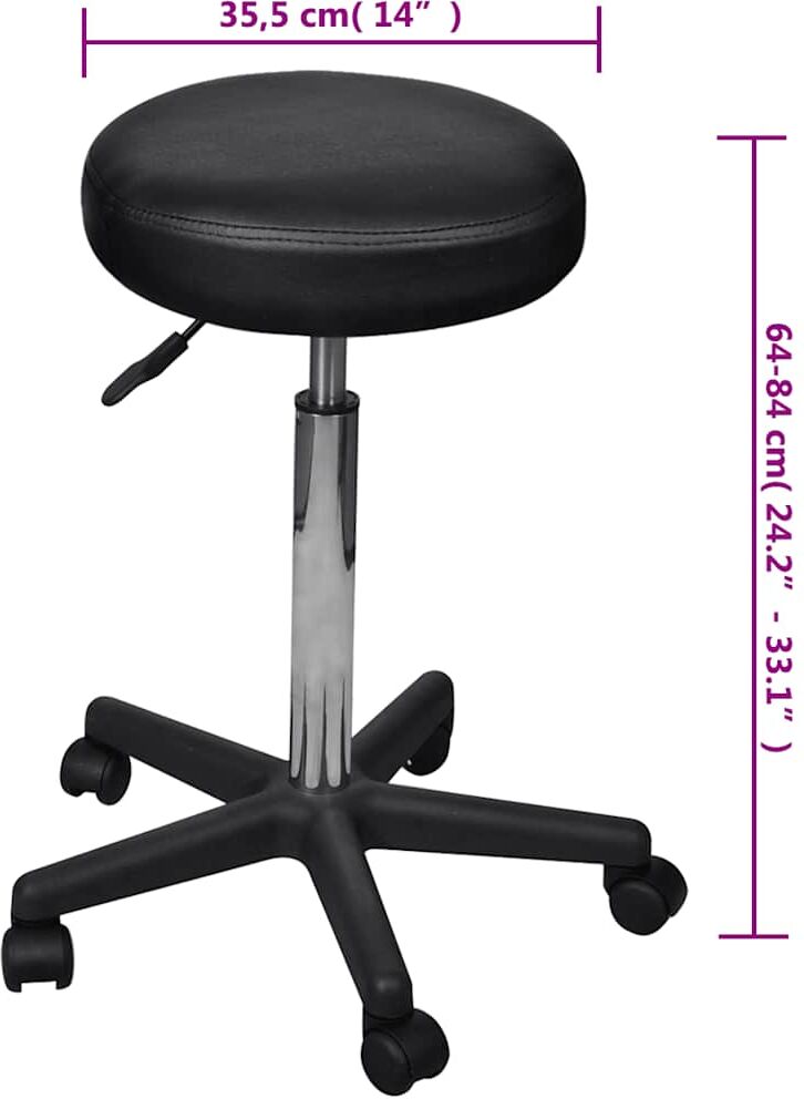 vidaXL Tabouret de bureau Noir