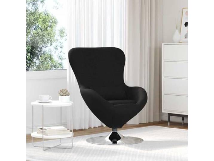 NLQMSU Sessel, Ei, Schwarz, 63 x 73 x 90 cm, Polyestergewebe, drehbar Rahmen aus Stahl und Holzfaserstoff, weiches Baumwollkissen, 360 ° drehbar, minimalistischer Stil, einfache Reinigung