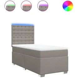 vidaXL Boxspringbett mit Matratze Taupe 90x200 cm Stoff