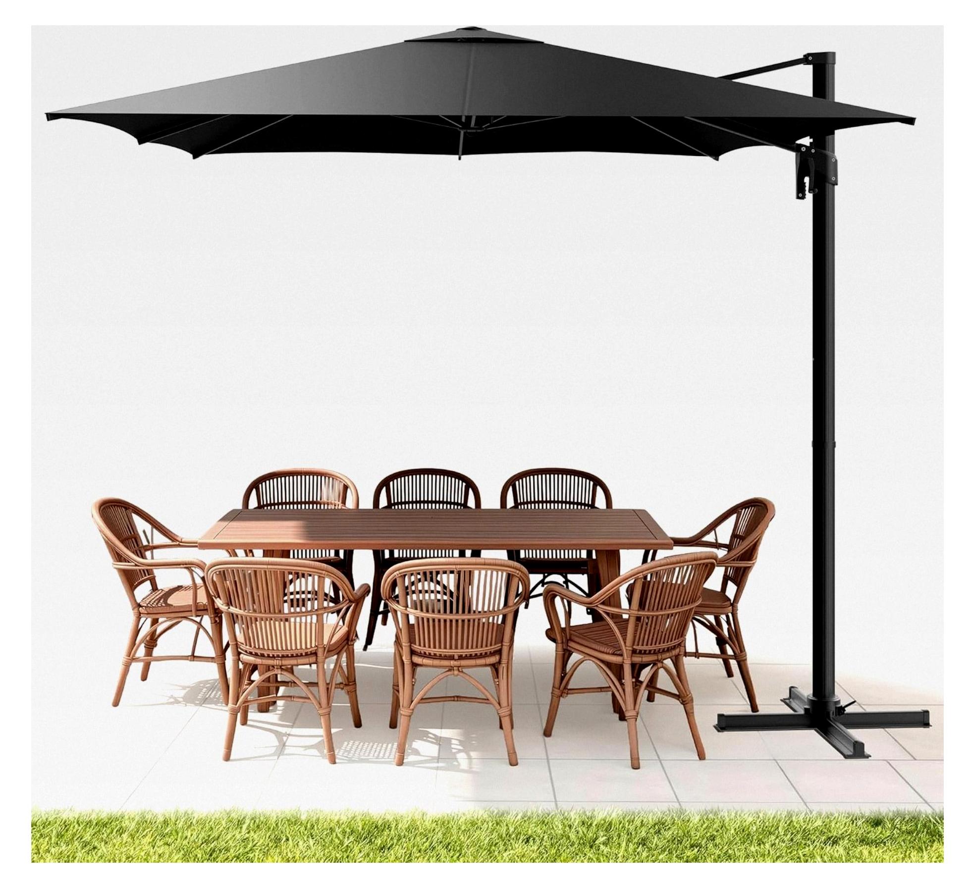 Ampelschirm 300 x 300 cm, Robuster Gartenampelschirm mit 360° Schutz - Anthrazit