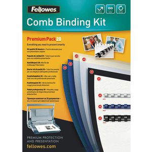 Fellowes Plastikbinderücken 53718, weiß, blau, schwarz, für A4, Set für 20 Dokumente, Ø 6 - 12 mm, 20 - 80 Blatt, 60-teilig