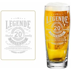 WILLI BECHER BIERGLAS MIT GRAVUR Legende seit 20 Jahren transparent 0,5 l