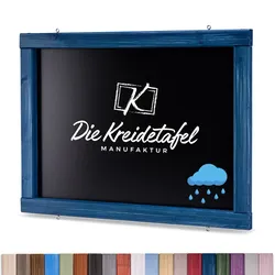 Die Kreidetafel Manufaktur Wetterfeste Outdoor Kreidetafel mit Holzrahmen / Maritimes Blau 55x55cm