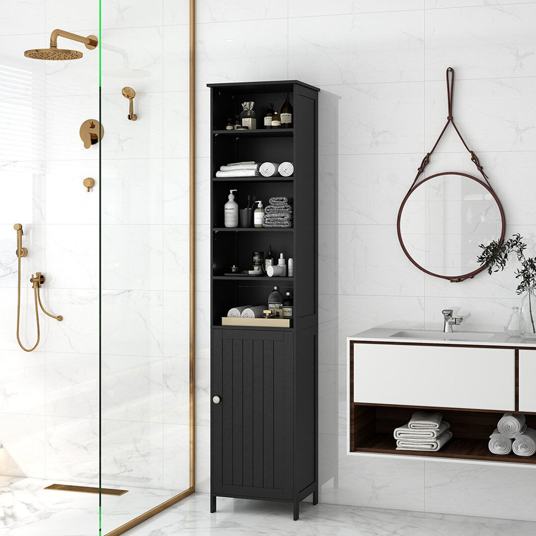 17 Stories Freestanding Linen Cabinet Natural 182cm H X 40cm W X 34cm D