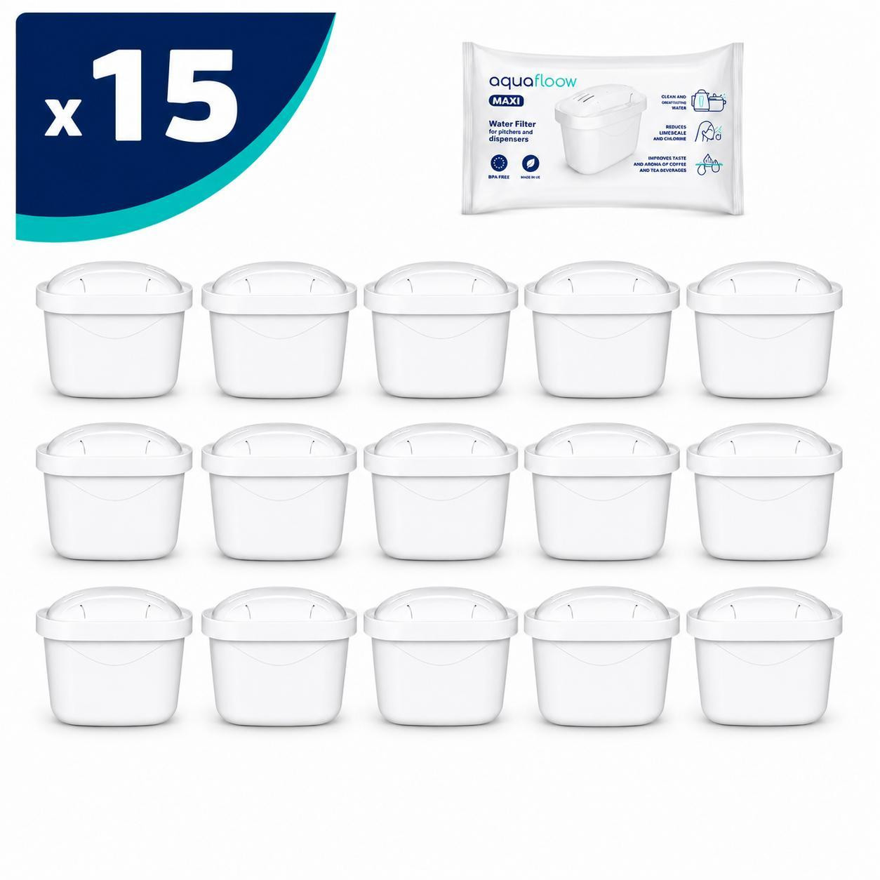 Aquafloow 15x waterfilter vervanging voor BRITA Maxtra+