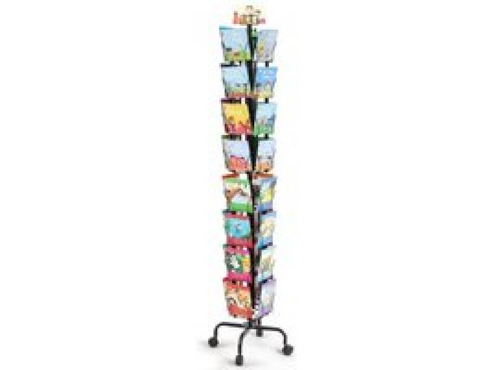 VEVOR Présentoir à Cartes Postales 32 Pochettes, Porte-Brochures sur Pied Rotatif à 360° avec 4 Roulettes (2 Verrouillables), Stand pour Cartes de Vœux, Expositions, Bureaux, Salons Professionnels