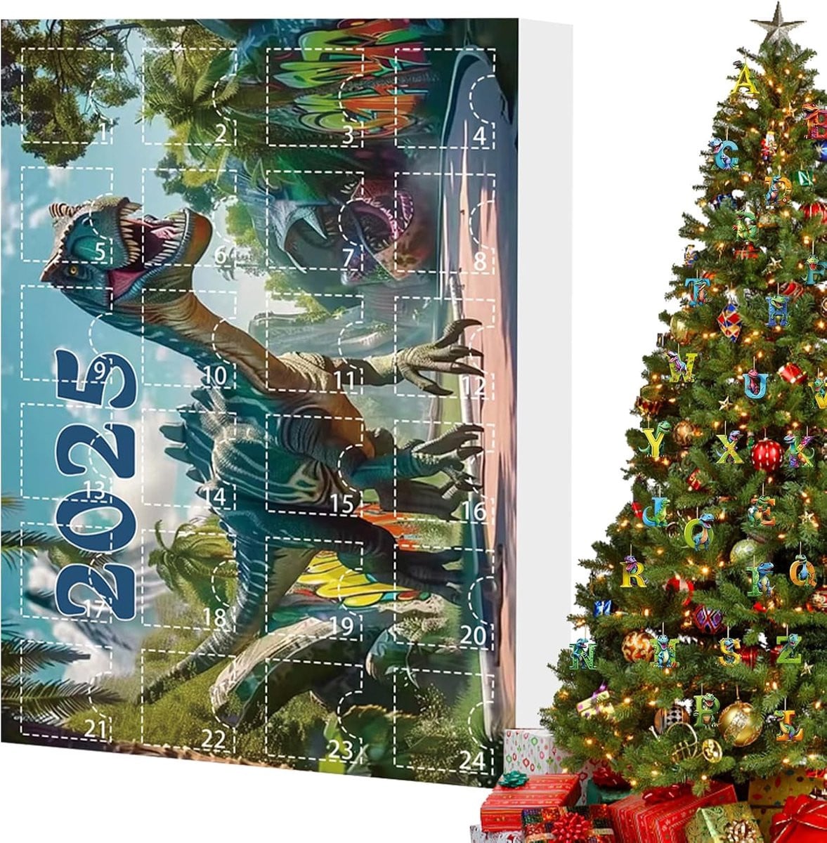 Adventskalender voor kinderen met dinosaurus thema - 24 dagen kerstkalender