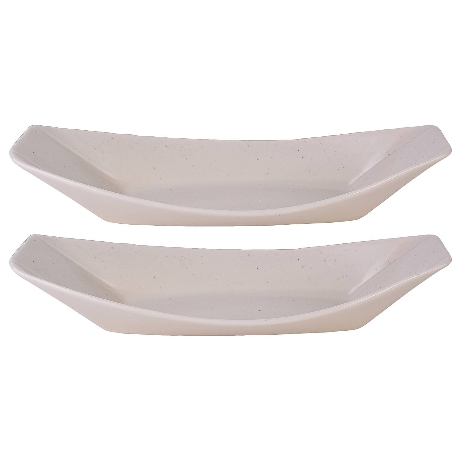 home24 Serveerschaal Boat ovaal keramiek beige