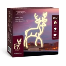 Lumineo LED Hirsch Aufsteller Warmweiß 26,5x18,5x6cm Plastik Leuchtfigur 121 LEDs Weihnachtsdeko Winterdekoration Fensterlicht USB Betrieb Transparent
