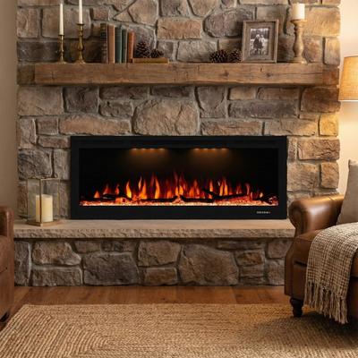 Koo Decor "44"" 1500W Modern Inserted Wall Mounted Smart Electric Fireplace Heater with APP Control and Remote - 44"" L x 6.3"" W x 17.72"" H"