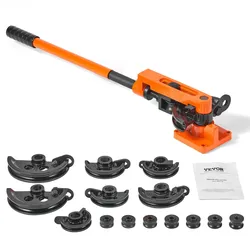 VEVOR Rohrbiegegerät Ø10-25mm (7 Matritzen) Manuelle Rohrbieger 0-180° Handrohrbieger 50-113mm Biegeradius Rohrbiegemaschine Kupfer-, Aluminium, Edelstahlrohren mit einer Wandstärke von 0 bis 2mm