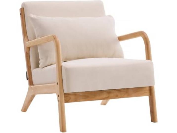 habitat et jardin Sessel Clinton aus Holz im skandinavischen Stil - Beige