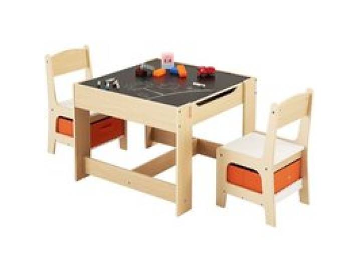 VEVOR Kindertisch mit 2 Stühlen & Stoffaufbewahrungsbox unter den Stühlen, Maltisch Set zum Lesen Lernen Zeichnen Schreiben, Kindersitzgruppe Kindertagesstätte, Basteltisch Spieltisch Schreibtisch