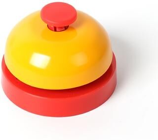 Friendly Fresh Finds Modern Metal Hand Bell Set Assorted Colors For Kitchen, Restaurant, Bar, Table Games, Pet Training, Interactive Fun yellow