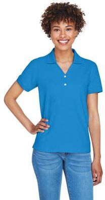 Devon & Jones D100W Women's Pima Piqué Polo Shirt in French Blue size XS   Cotton