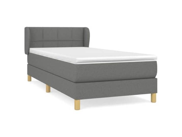 PUGYNBK Boxspringbett, 90 x 190 cm, mit Taschenfederkernmatratze Verstellbares Kopfteil, mittlere Festigkeit, atmungsaktiver Stoff, weicher Schutz, Montage inklusive