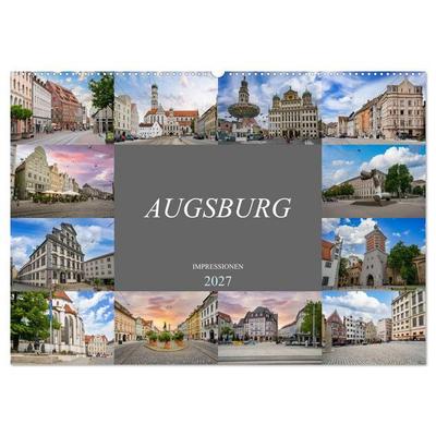 Augsburg Impressionen (Wandkalender 2027 DIN A2 quer), CALVENDO Monatskalender