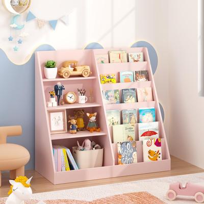 Kodotan sofa Kids Bookshelf and Toy Storage Organizer, Multifunctional 4 Tier Wooden Kids Book Shelf with Bookcase Display Stand