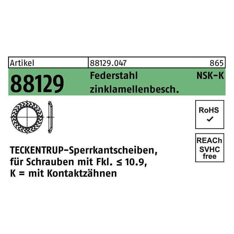 Teckentrup Sperrkantscheibe R 88129 NSK-K 5 Federstahl zinklamellenbeschichtet (881290470050000)