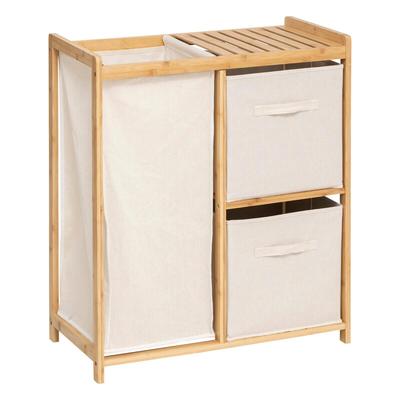 FIVE - Tidy Box Regal mit 1 Wäschekorb und 2 Aufbewahrungskörben Bambus Beige 66x33,3x78,5cm