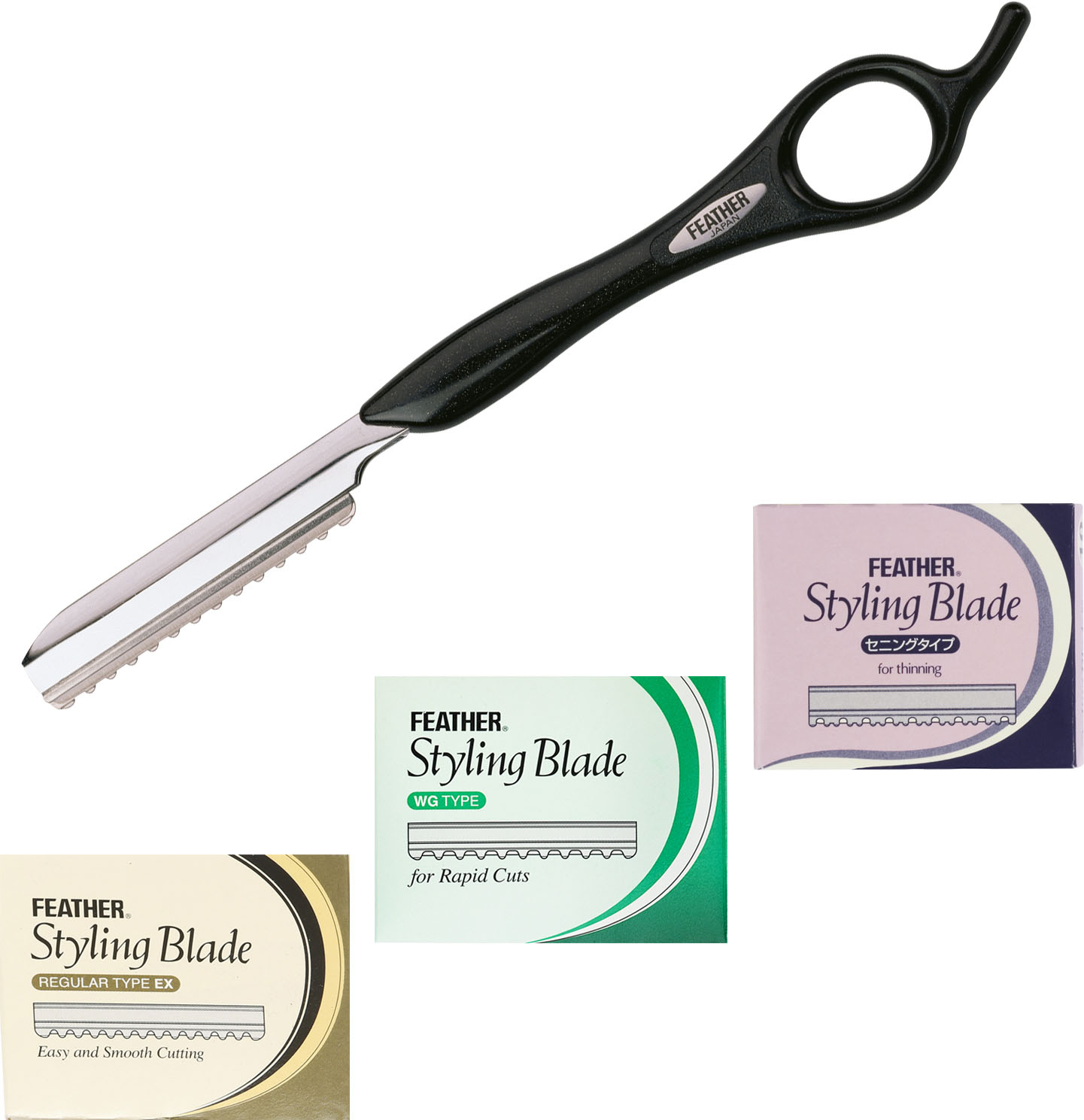 Feather 4you Styling Rasiermesser Set Schwarz HA-2346