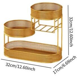 Uplift Essentials Geometric Wire Kitchen Storage Basket And Counter Serving Tray gold With Case