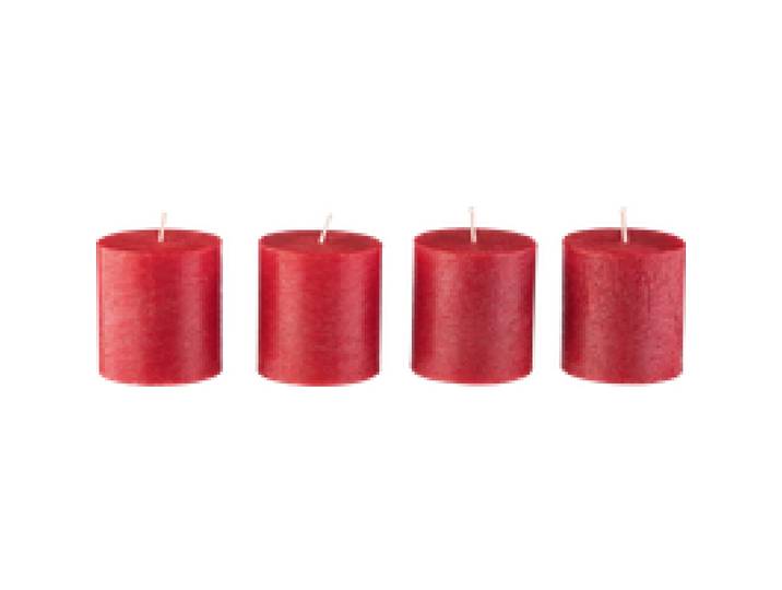 LIVARNO® Bougies rustiques, 4 pièces (rouge)